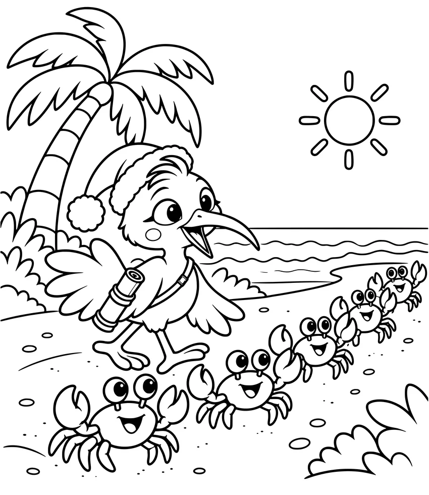 Christmas Island: Red Crabs: Nilobi walks beside red crabs heading to the sea.