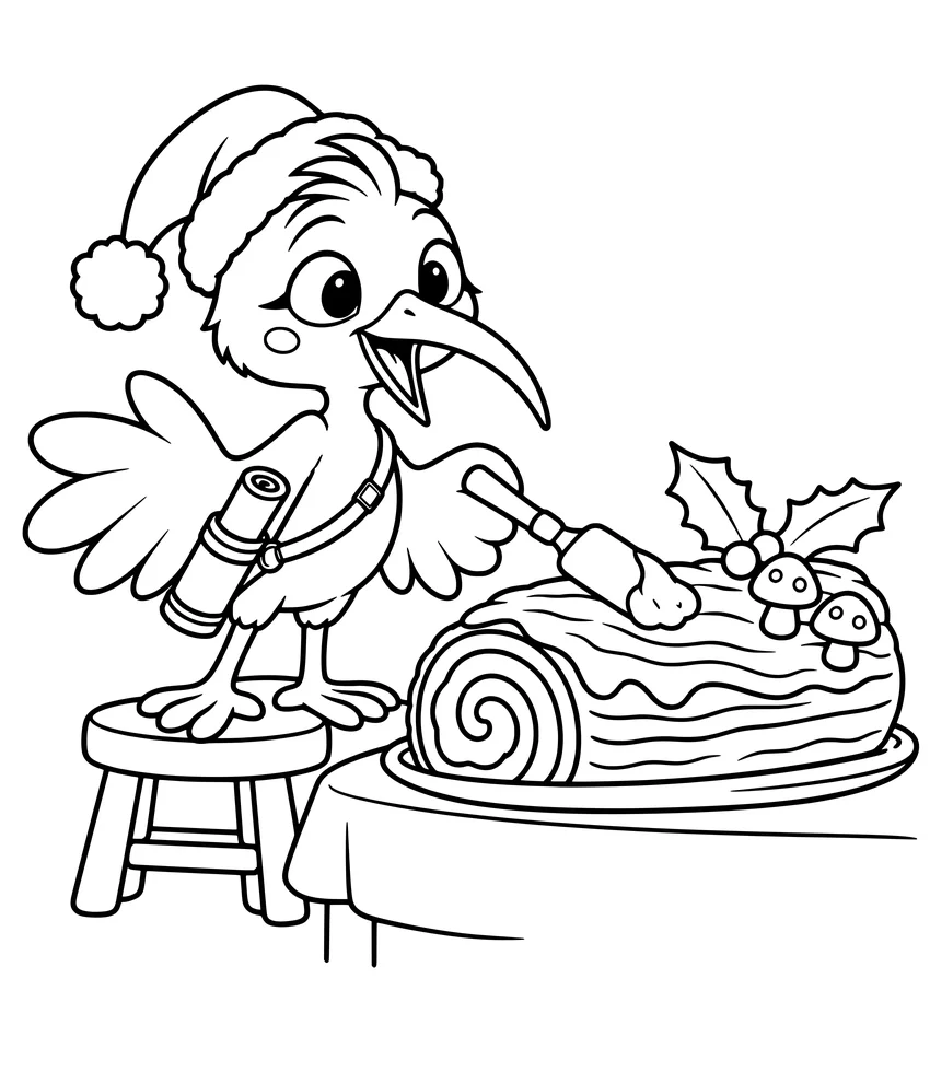 France: Bûche de Noël: Nilobi decorates a Christmas log cake.