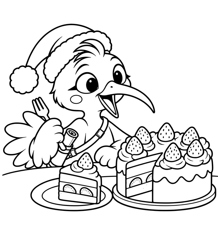 Japan: Christmas Cake: Nilobi gets ready to eat a strawberry Christmas cake.