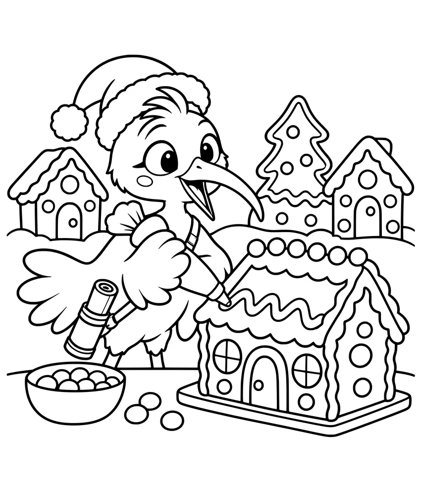 Norway: Gingerbread Town: Nilobi decorates a gingerbread house with icing.