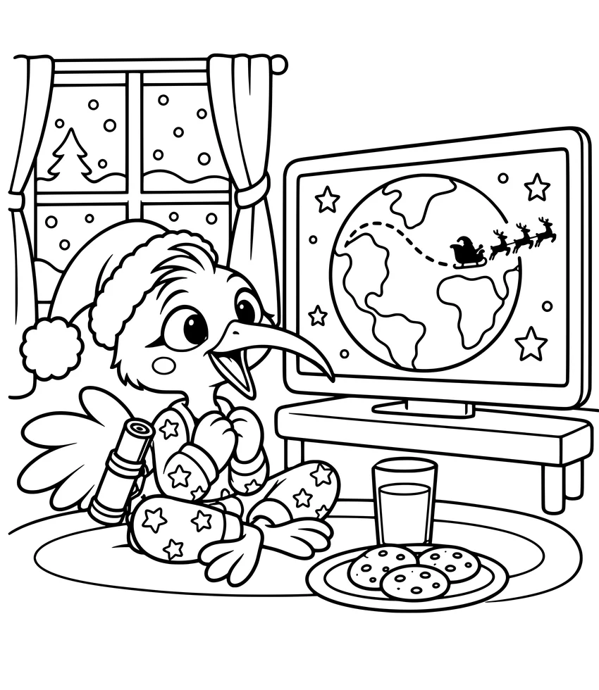 USA: Tracking Santa: Nilobi watches Santa's trip on a big screen.