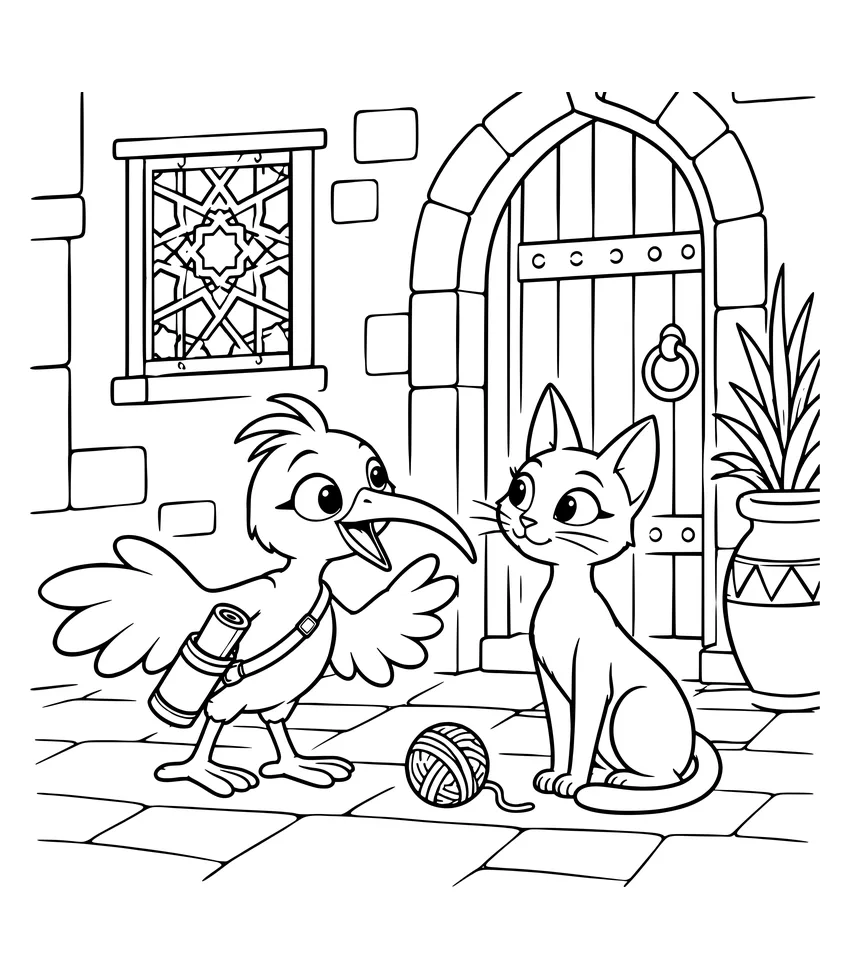 Nilobi Meets a Cat coloring page