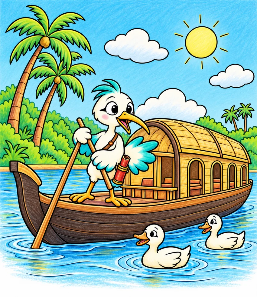 Kerala Backwaters coloring page