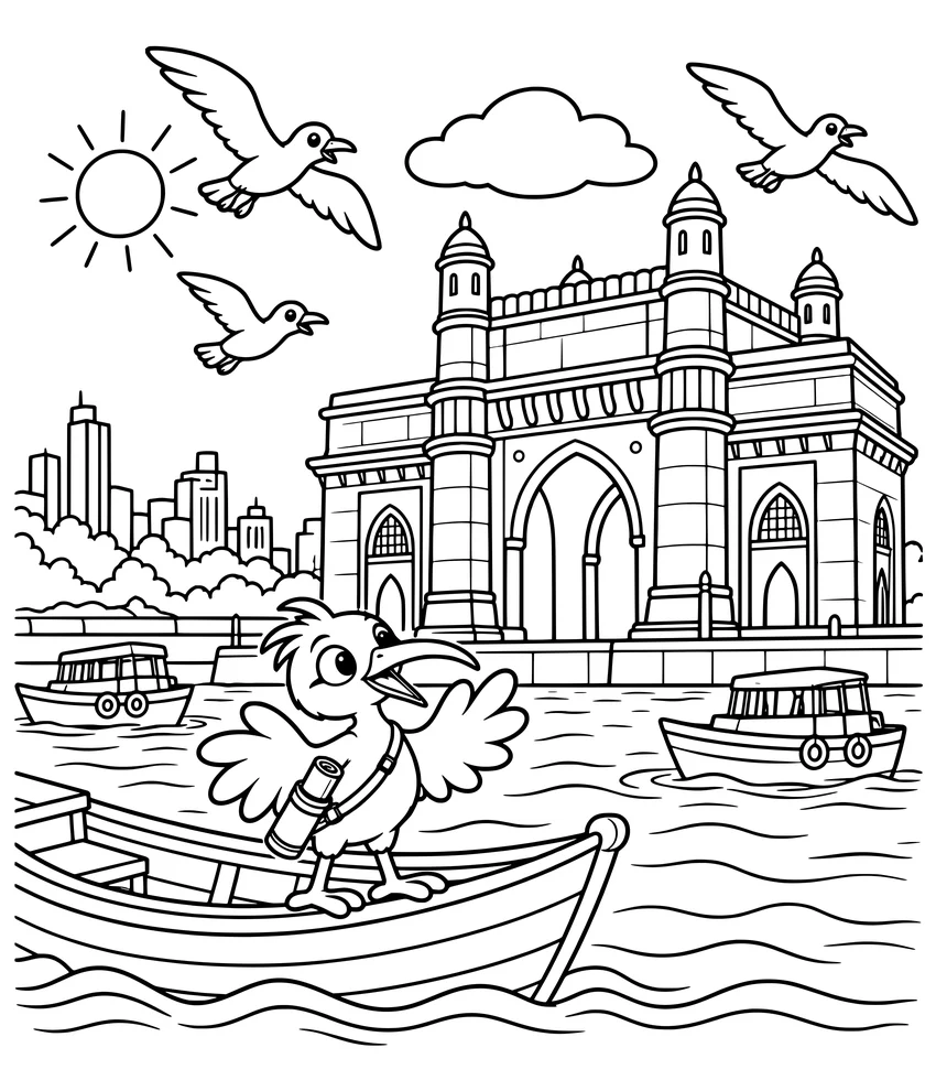 Gateway of India, Mumbai: Nilobi sails up to the Gateway of India by the sea.