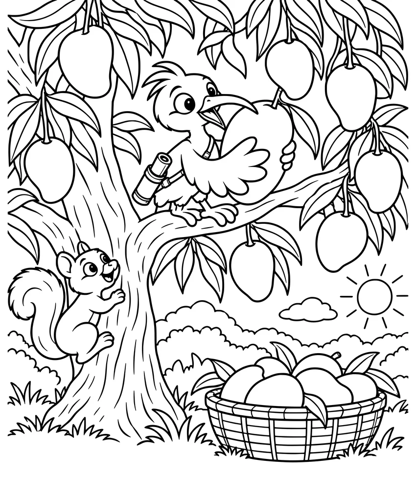 Mangoes: Nilobi hugs a giant mango high up in a mango tree.