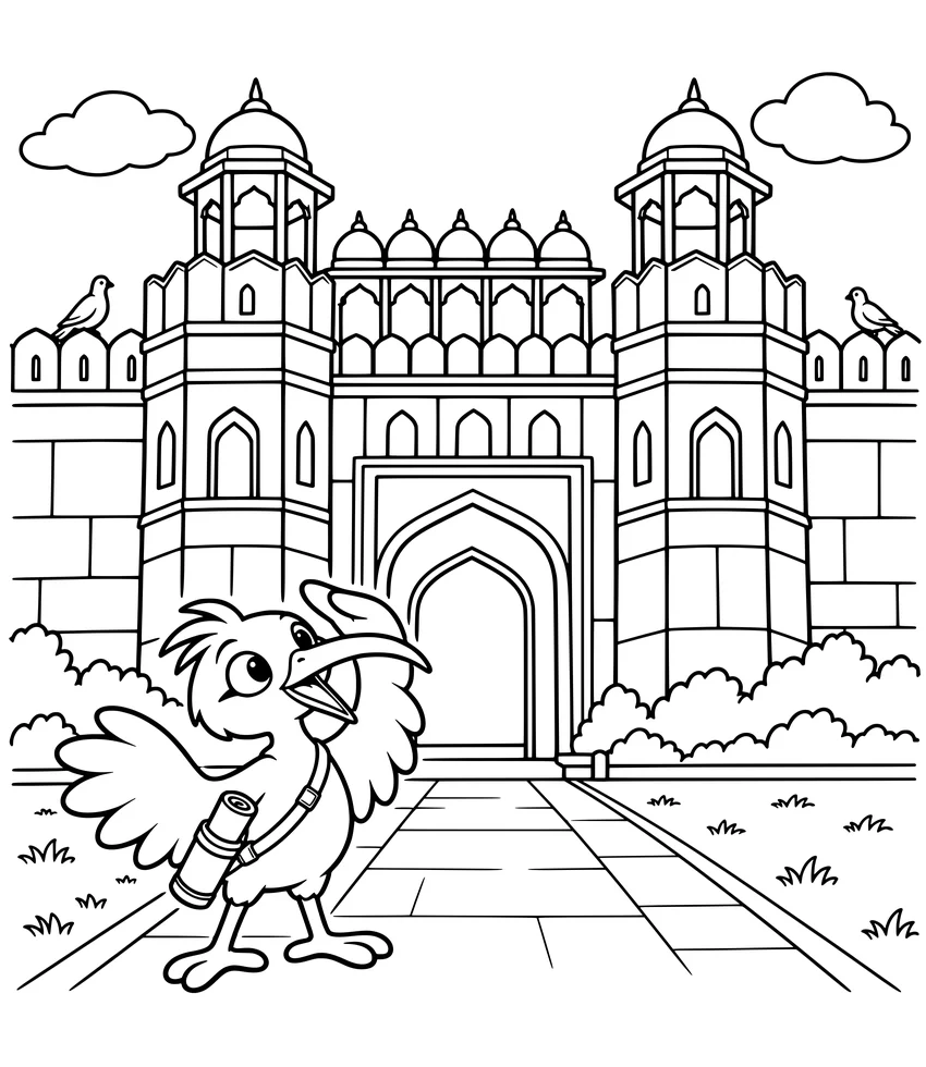 Red Fort, Delhi: Nilobi looks up at the giant red gate of the Red Fort.