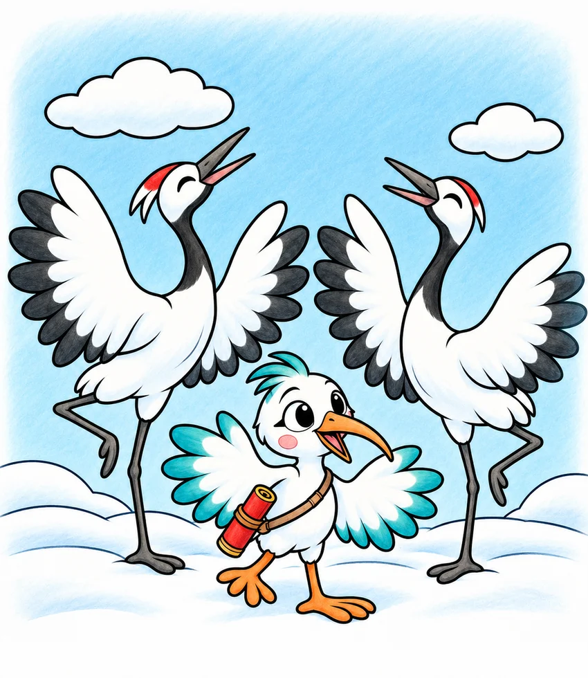 Red-Crowned Cranes coloring page