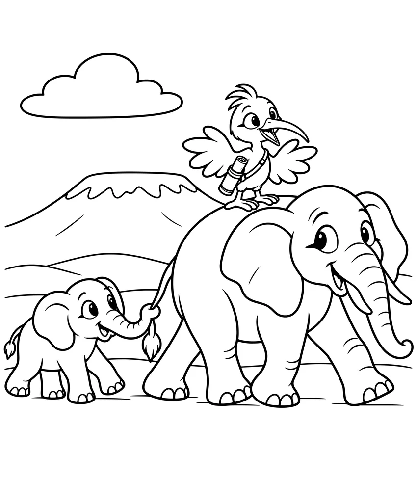 Amboseli Elephants: Nilobi rides an elephant with Mount Kilimanjaro behind.
