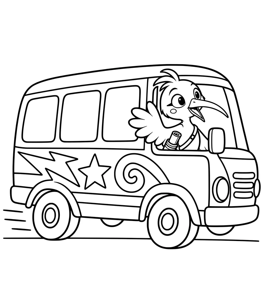 The Matatu: Nilobi waves from the window of a colorful matatu minibus.
